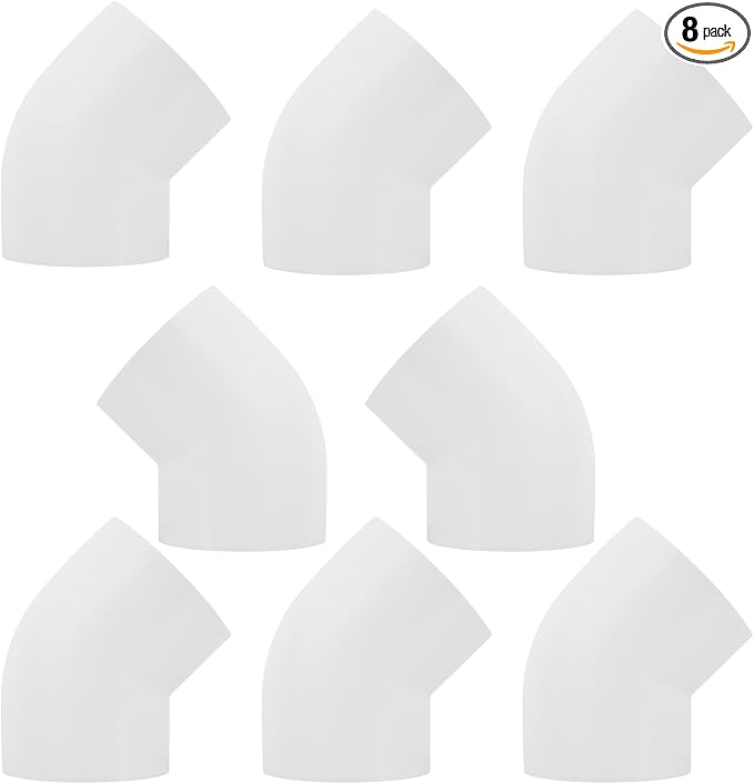 8Pack 1-1/4" 45 Degree PVC Elbow Pipe Fitting Connector Furniture Build Grade by Lswteiz