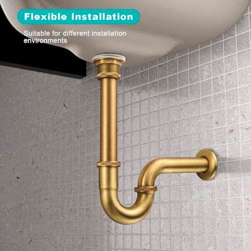 Bathroom Sink Stopper P-Trap Complete Set, Adjustable 1-1/4 Bottle Trap Sink - Image 3