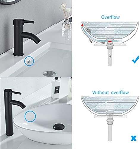 Bathroom Sink Drain with Overflow Hole Black Vessel Vanity Sink Pop Up Drain - Image 5