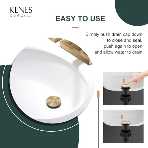 KENES Champagne Bronze Pop Up Bathroom Sink Drain Assembly Without Overflow - Image 5