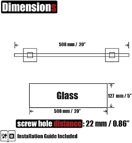 JQK Bathroom Glass Shelf Black, Tempered Glass Shower Storage 20 by 5 inches - Image 3