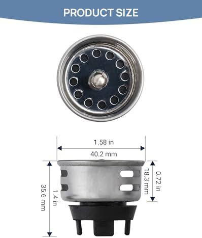 Small Basket Strainer for 2-inch Sink Drain, Bar/rv Sink Strainer, 3 Pack - Image 3