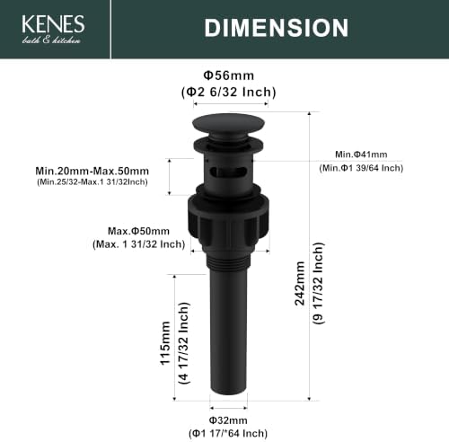 KENES Pop Up Bathroom Sink Drain - Image 6