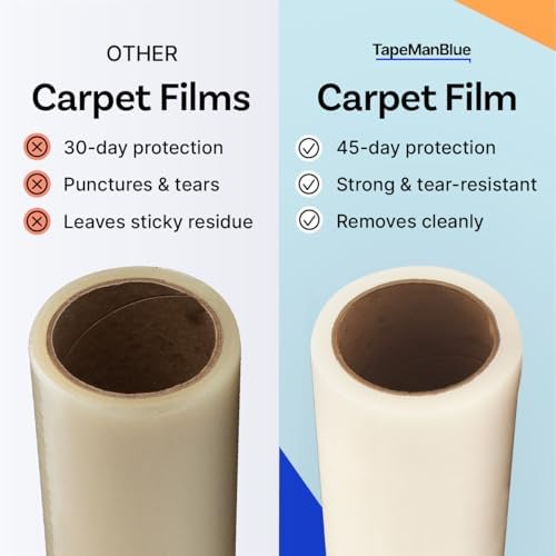 TapeManBlue Carpet Protection Film, 24 inch x 500 Foot roll, Self Adhesive - Image 4