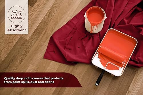 Canvas Drop Cloth for Painting 9x12 feet Pack of 2-8oz Painters Drop Cloths for - Image 2