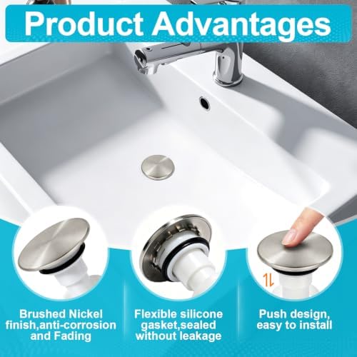 Pop Up Drain Stopper Bathroom Sink Compatible - Image 3
