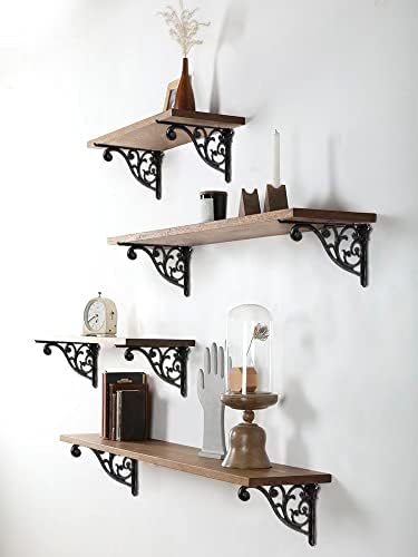 Cast Iron Gray Shelf Brackets 7.87x5.6x1.7 Inch 4 Pack Heavy Duty Antique Black - Image 3