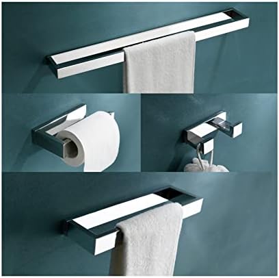 4-Pieces Bathroom Hardware Set, Polished Chrome Towel Bar Set, Wall Mounted by TNOMS