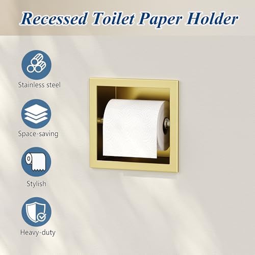 Neodrain Gold 304 Stainless Steel Recessed in Wall Toilet Paper Holder - Image 3