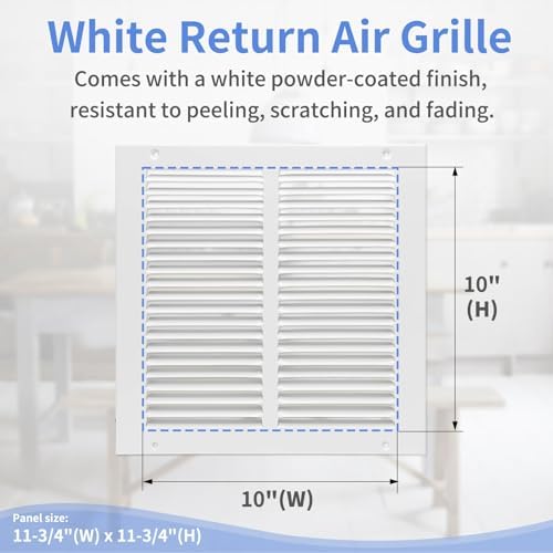 Howeall 10"W x 10"H Steel Return Air Grille, Air Return Vent Cover - Image 3