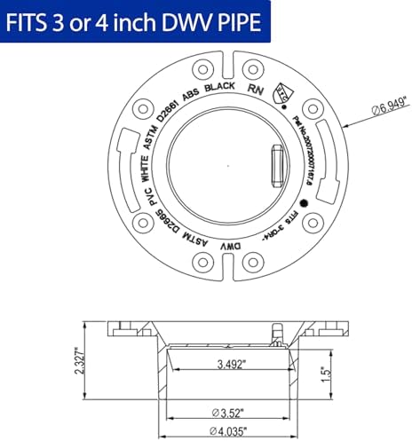 Yariwiz 3 inch or 4 inch PVC Twist-N-Set Closet Flange - Image 6