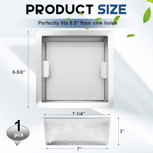 Tuanse 2 Pcs 8.5 x 8.5 x 3'' Stainless Steel Floor Drain Strainer - Image 2