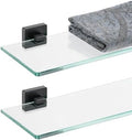 JQK Bathroom Glass Shelf Black, Tempered Glass Shower Storage 12 by 5 inches by Homeimprovement