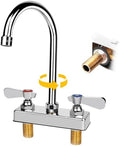 Commercial Bar Sink Faucet 4 Inch Center Deck Mount 5-1/2" Gooseneck Spout by ZKDAUSDO