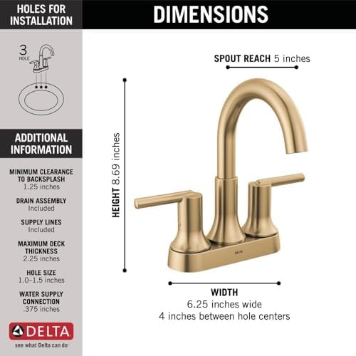Delta Faucet Trinsic Gold Bathroom Faucet, Bathroom Sink Faucet, Diamond Seal - Image 4