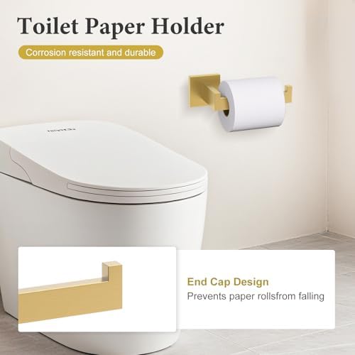 TURS 5-Piece Bathroom Hardware Set Brushed Gold Towel Bar Set Bath Towel Holder - Image 6