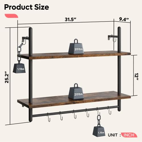Bestier 31" Industrial Pipe Wall Shelf - Image 2