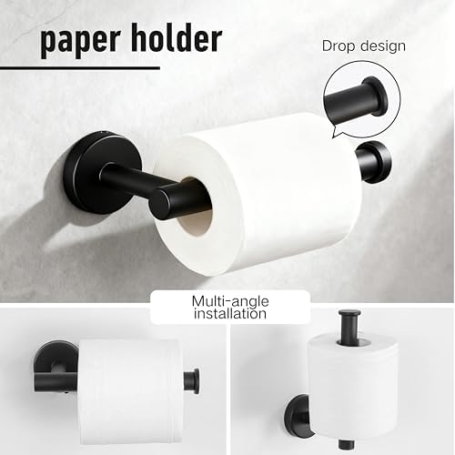 Bathroom Towel Holder Set, 16inch Wall Mounted Black Towel Bar Set - Image 4