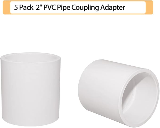 5PCS 2" PVC Pipe Coupling Slip SCH40 White | Connector Adapter Pipe Fitting - Image 2