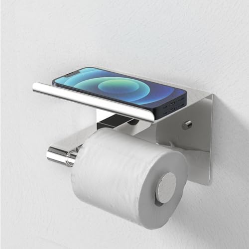 GLNLQ Chrome Toilet Paper Holder Wall Mount, Self Adhesive or Screw-in - Image 5