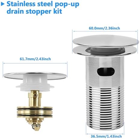 2 Pack Bathroom Sink Drain Kit, - Image 2