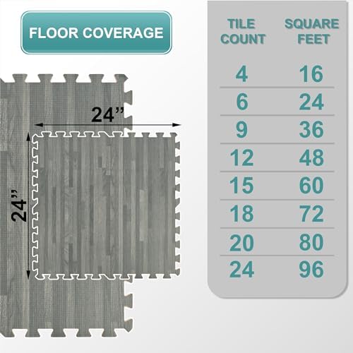 Sorbus Wood Grain Floor Tiles Foam Mat EVA Interlocking Mats Tile 3/8-Inch - Image 3