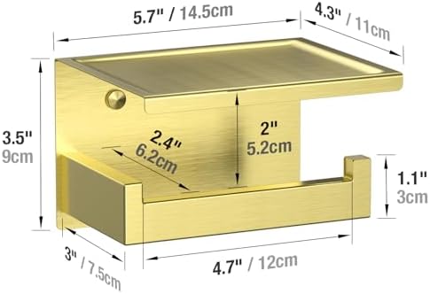 HITSLAM Gold Toilet Paper Holder, Stick on Brushed Brass Toilet Paper Holder - Image 2