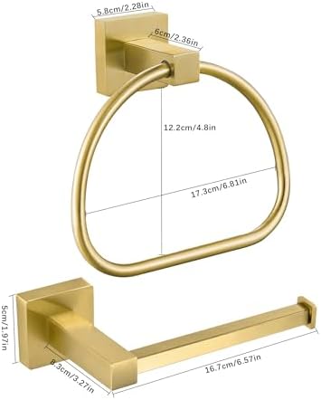Leyden Gold Toilet Paper Holder Hand Towel Holder, Brushed Brass Toilet Roll - Image 5