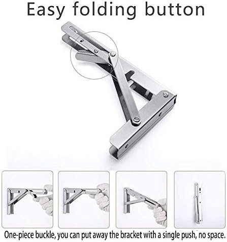 14 Inch Folding Shelf Brackets, 2 Pack Stainless Steel Heavy Duty L Bracket - Image 5