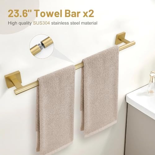 Lairuier 10-Piece Brushed Gold Bathroom Accessories, Towel Bar Set - Image 2