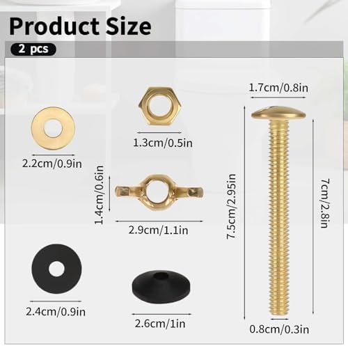 2Pcs Toliet Bolts Universal Toilet Tank to Bowl Bolts Kit Toilet Tank Bolts - Image 2