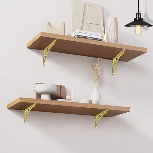 Khtumeware Polished Brass Shelf Bracket 8 Inch, Decorative Brackets - Image 4