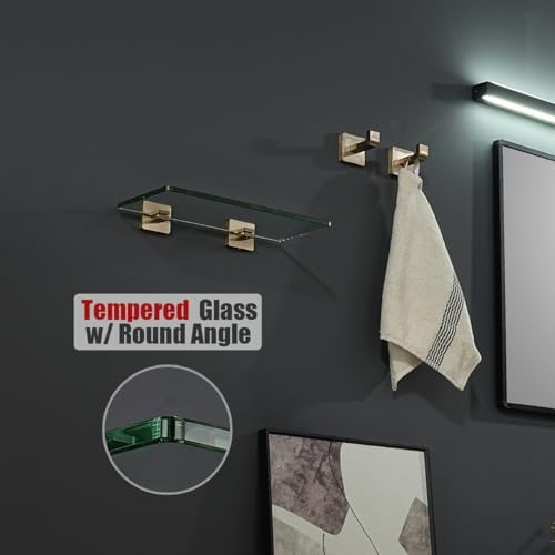 JQK Bathroom Glass Shelf, Tempered Glass Shower Storage 12 by 5 inches - Image 6