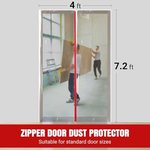 CALPALMY Plastic Zipper Door Dust Protector, 4 ft x 7 ft Heavy-Duty Plastic - Image 2