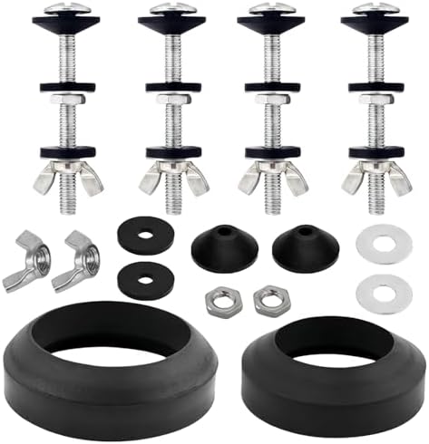 Universal Toilet Tank Repair Kit – 4 Heavy Duty 304 Stainless Bolts & 2 Seals by Unknown