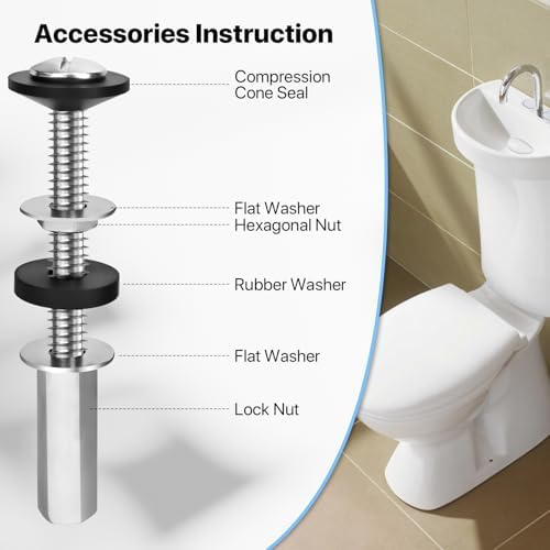 2PCS Universal Toilet Tank to Bowl Bolts Kit, Stainless Steel Screws - Image 5