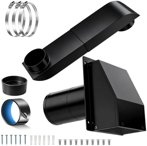 4 Inch Dryer Vent Kit with Outdoor Wall Exhaust Cover, Hooded Screen & by Ajonrkwm