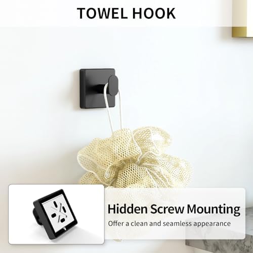 KLJKPA Black Bathroom Accessories Set, 24 inch Towel Racks - Image 5