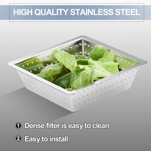 Tuanse 2 Pcs 10 x 10 x 3'' Stainless Steel Commercial Floor Drain Strainer - Image 4