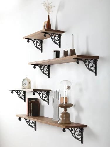 Shelf Brackets 4 Inch 4 Pack Heavy Duty Iron Gray Wall Bracket Victorian - Image 2