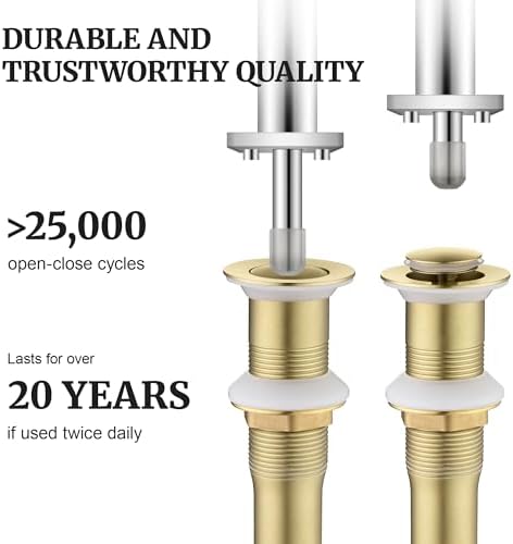 Pop up Sink Drain Stopper for Bathroom Vessel Vanity Sink Art Basin Brushed Gold - Image 5