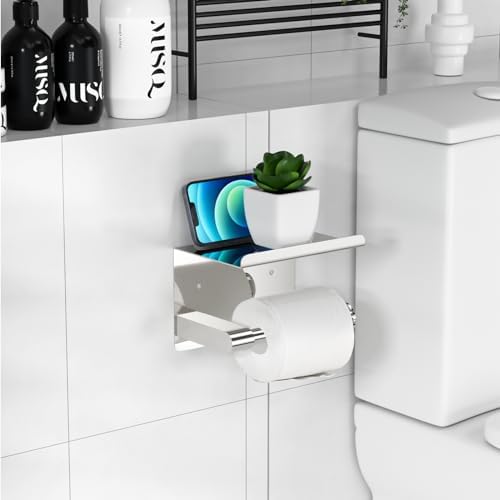 GLNLQ Chrome Toilet Paper Holder Wall Mount, Self Adhesive or Screw-in - Image 6