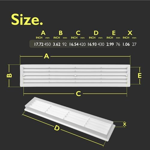 17.7 x 3.6 Inch Door Vent Cover – Two-Sided White Plastic Vent Cover - Image 2