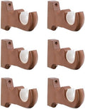 6 Pcs Brown Wood Curtain Rod Brackets Hangers Wooden Rod Holders by Nicerity