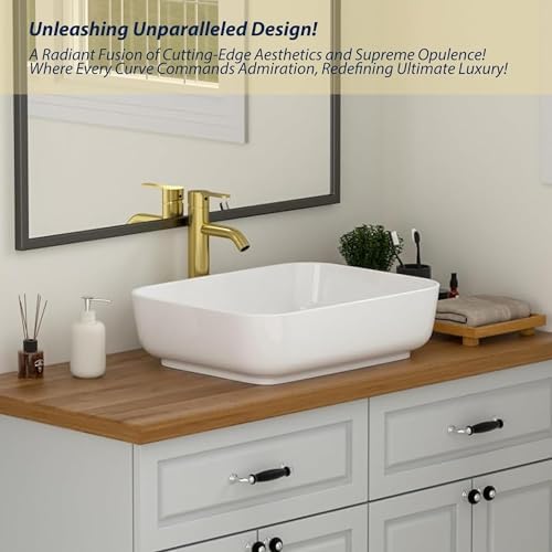 Logmey 19 Inch Bathroom Sink 19x15 Bathrooom Sinks White Vessel Sink Porcelain - Image 2