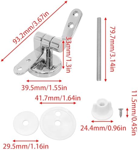 1 Pair Toilet Seat Hinges Replacement, Adjustable Aluminum Alloy Kit - Image 4