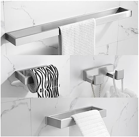 Brushed Bathroom Hardware Accessories Set 4 Pieces Brushed Nickel Towel Bar Set by TNOMS