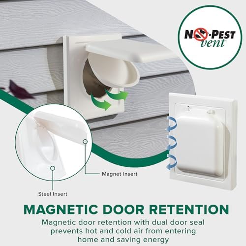 no-pest vent, Dual Door Dryer Vent Cover Outdoor 4 inch, Made in USA w Highest - Image 4