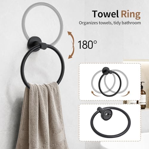 Wall Mounted Matte Black Bathroom Hardware Accessories Set - Image 4