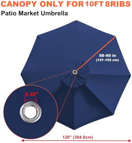 EliteShade USA 10FT Patio Umbrella Replacement Covers 8 Ribs Market Umbrella - Image 3